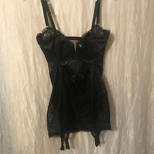 Victoria’s Secret black satin lace teddy 36d EUC